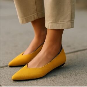 Rothy's Mustard Yellow Pointed Toe Flats
